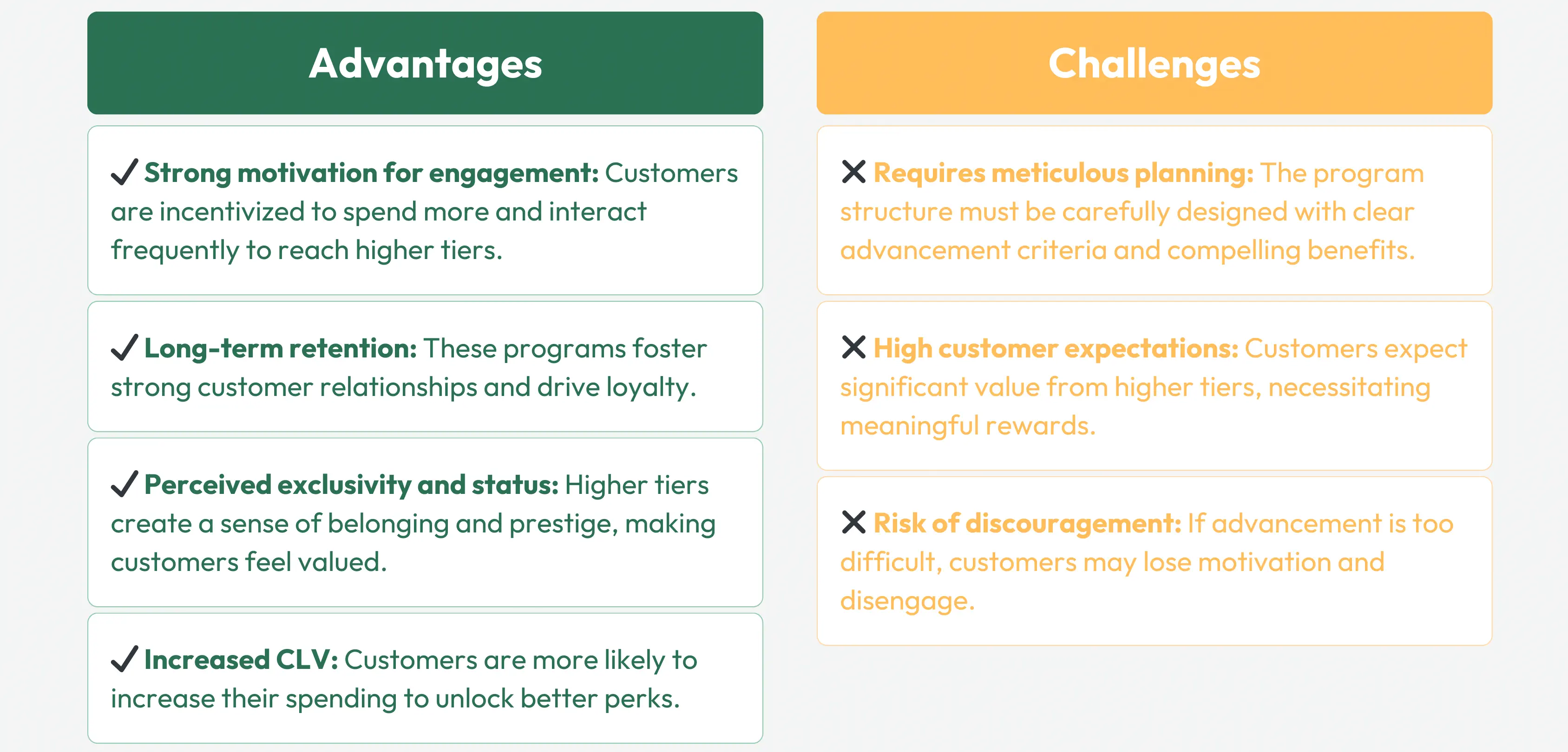 Tier-based loyalty programs pros and cons