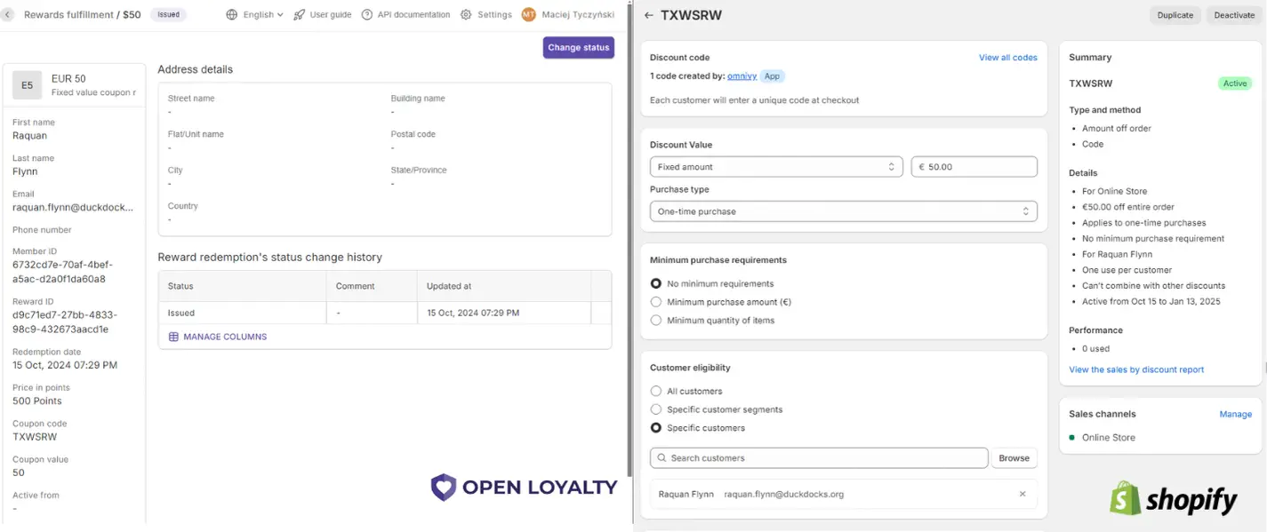 Discount sync across Open Loyalty and Shopify