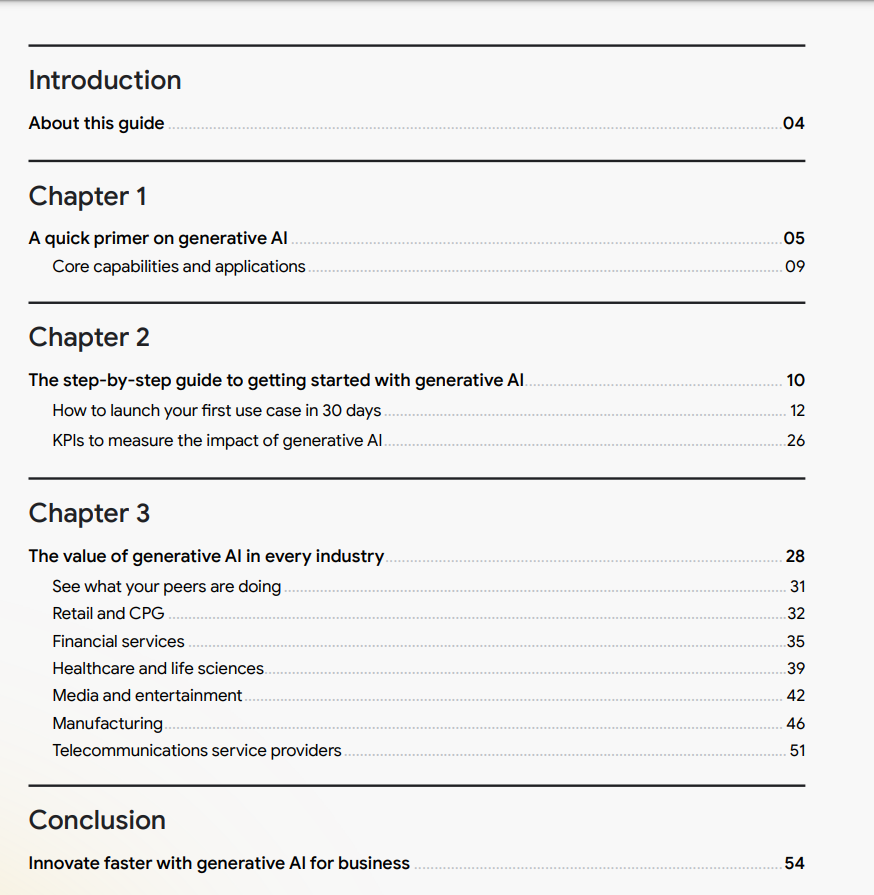 Table of contents